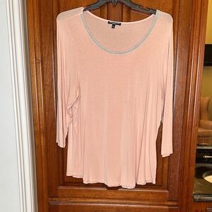 Cable & Gauge Peach Long Sleeve Top with Silver Trim